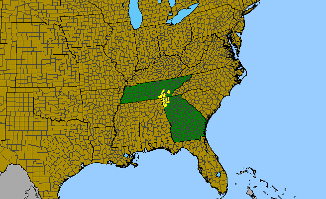 The range of Scutellaria montana